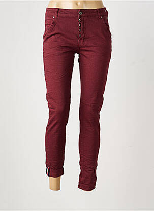 Jeans coupe slim stretch taille normale rouge PLACE DU JOUR femme