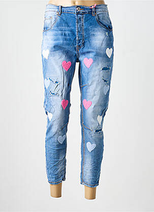 Jeans coupe slim effet usé délavé taille normale bleu CARLA GIANNINI femme