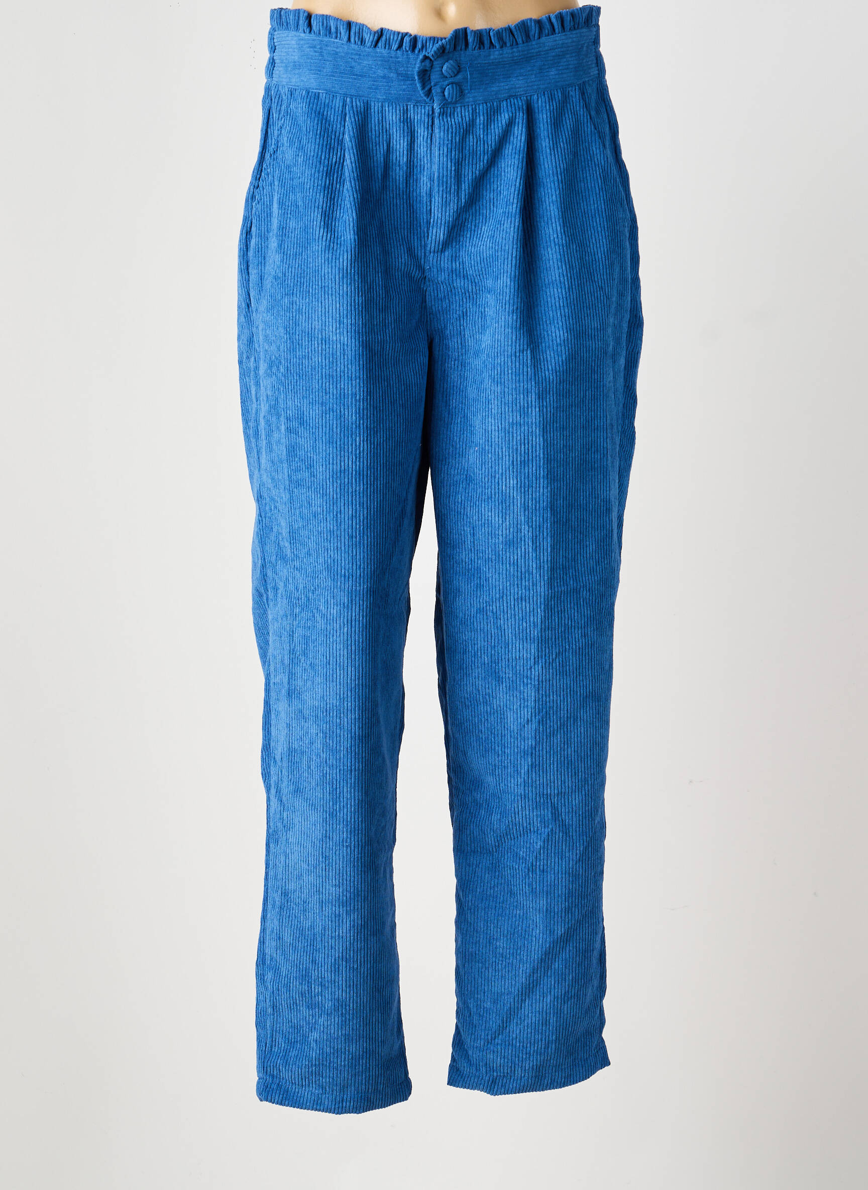 Pantalon droit stretch taille haute bleu SEASON femme