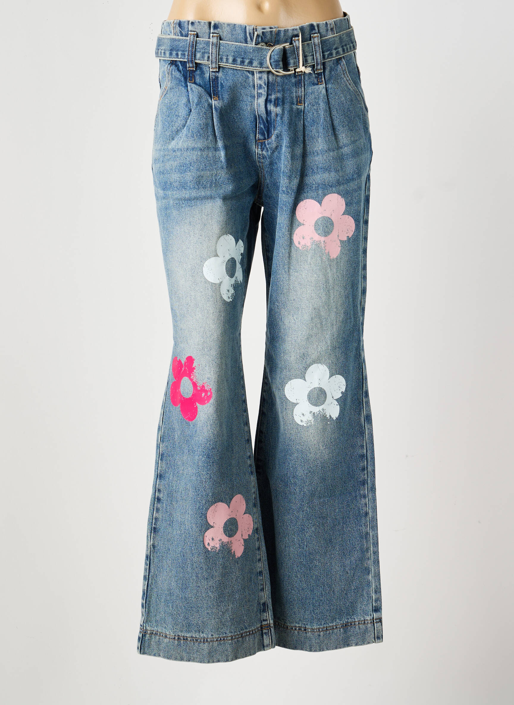 Jean coupe flare stretch taille haute bleu MELLY & CO femme