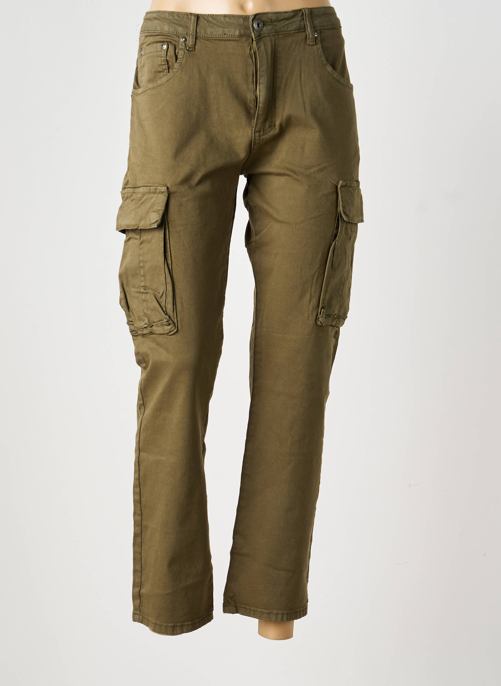 Pantalon cargo slim taille normale vert PLACE DU JOUR femme
