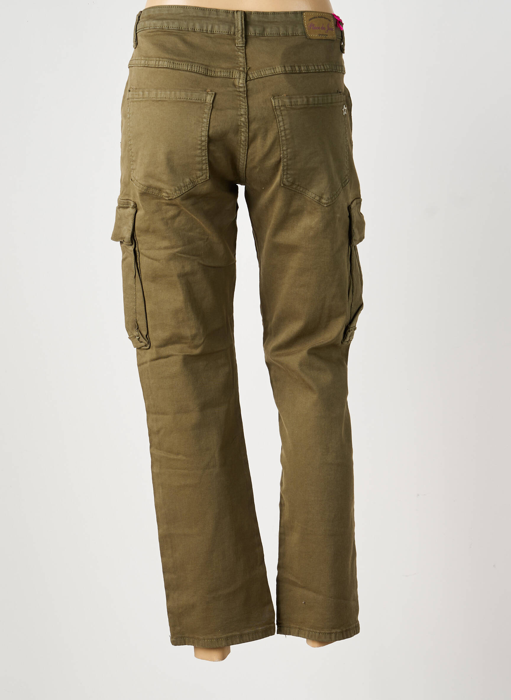 Pantalon cargo slim taille normale vert PLACE DU JOUR femme