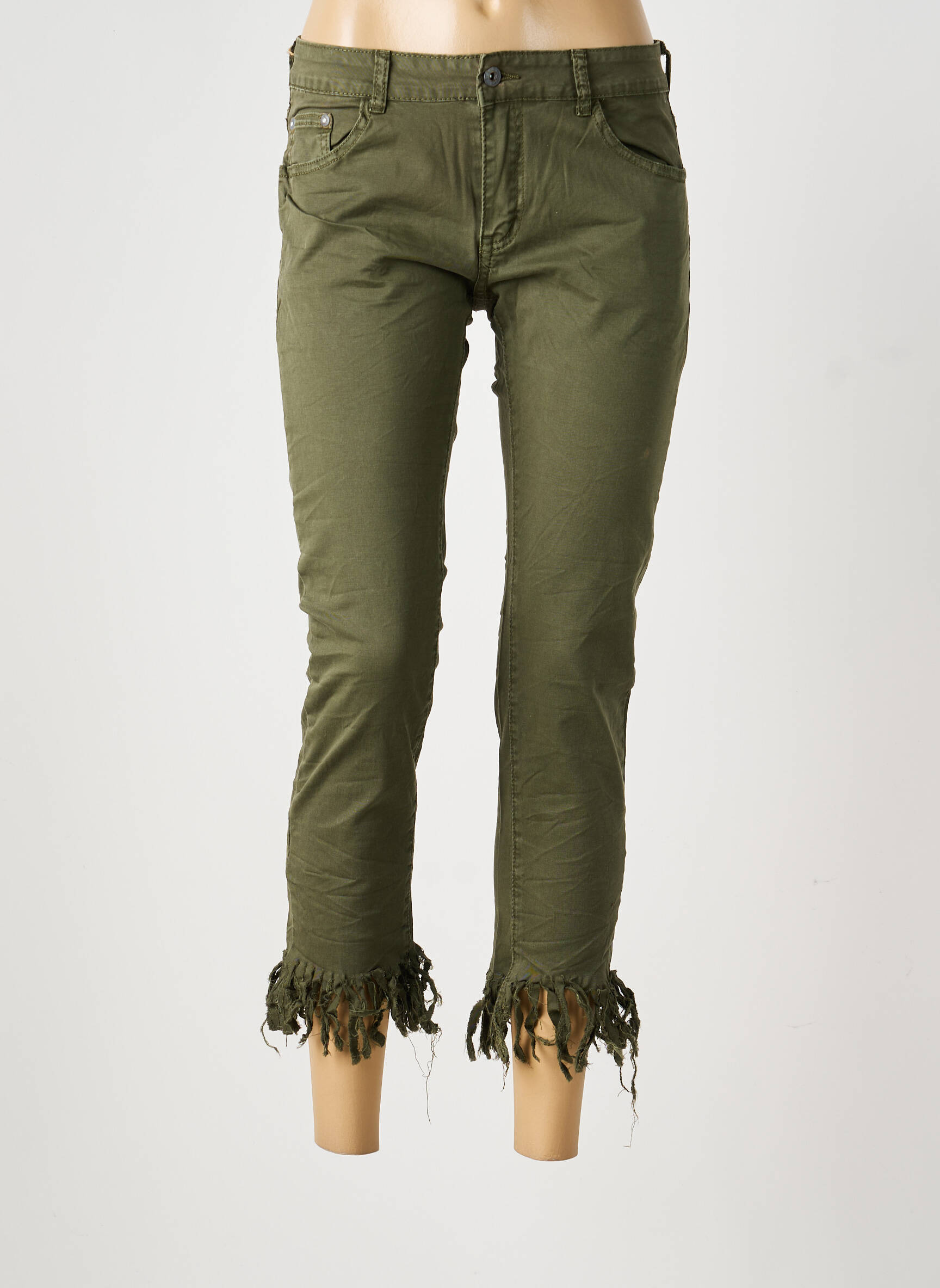 Jeans coupe slim stretch taille normale vert PLACE DU JOUR femme