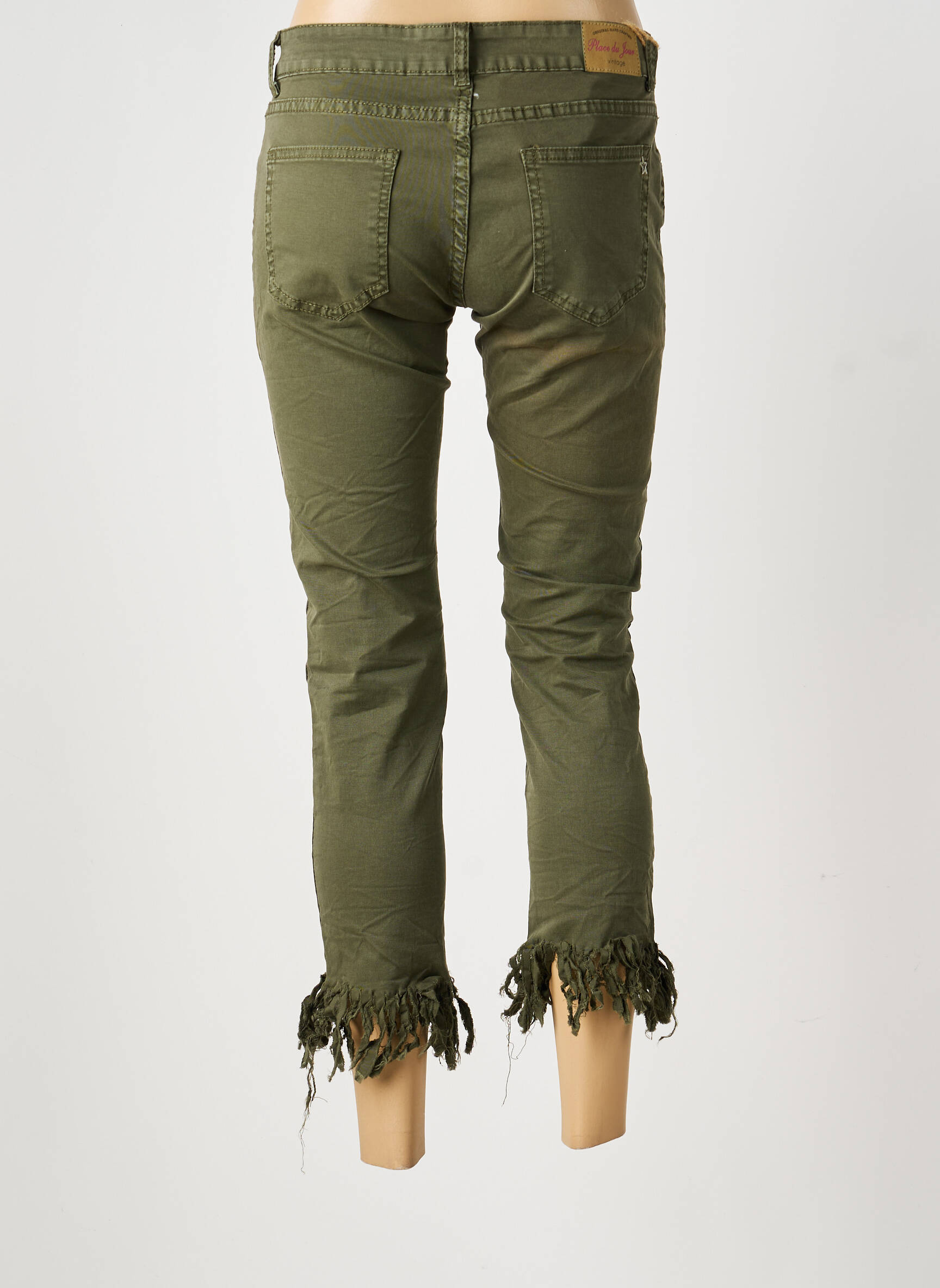Jeans coupe slim stretch taille normale vert PLACE DU JOUR femme