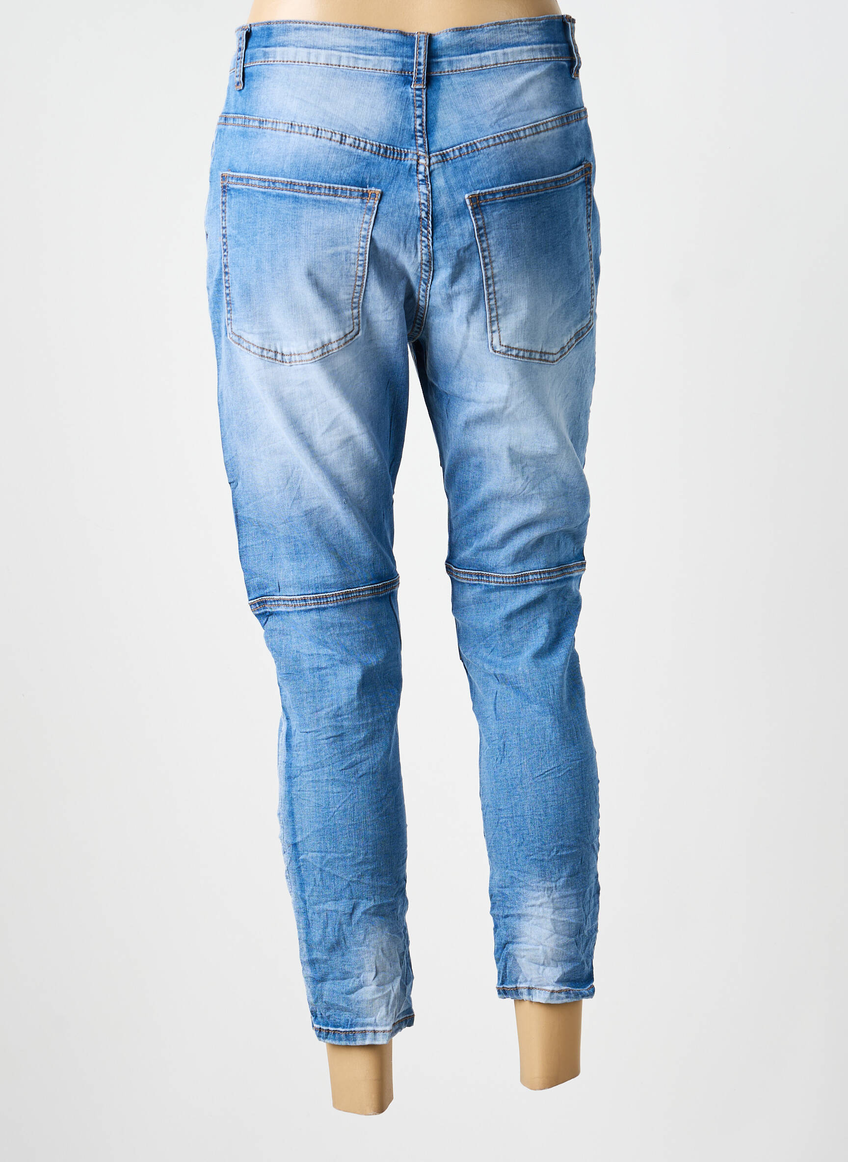 Jeans coupe slim effet usé délavé taille normale bleu CARLA GIANNINI femme