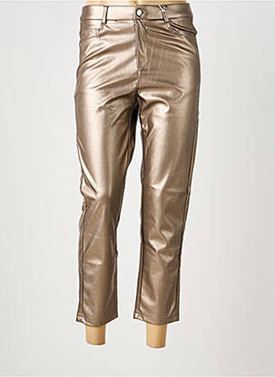 Pantalon 7/8 fermeture zippée sous rabat boutonné taille normale or GRACIELA femme