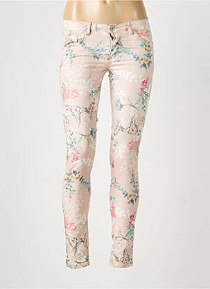 Pantalon slim tissage popeline taille normale beige PLACE DU JOUR femme
