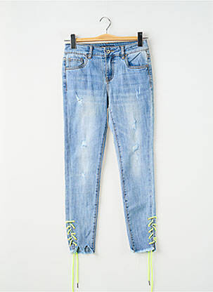 Jeans coupe slim effet usé délavé taille normale bleu TOXIK3 femme