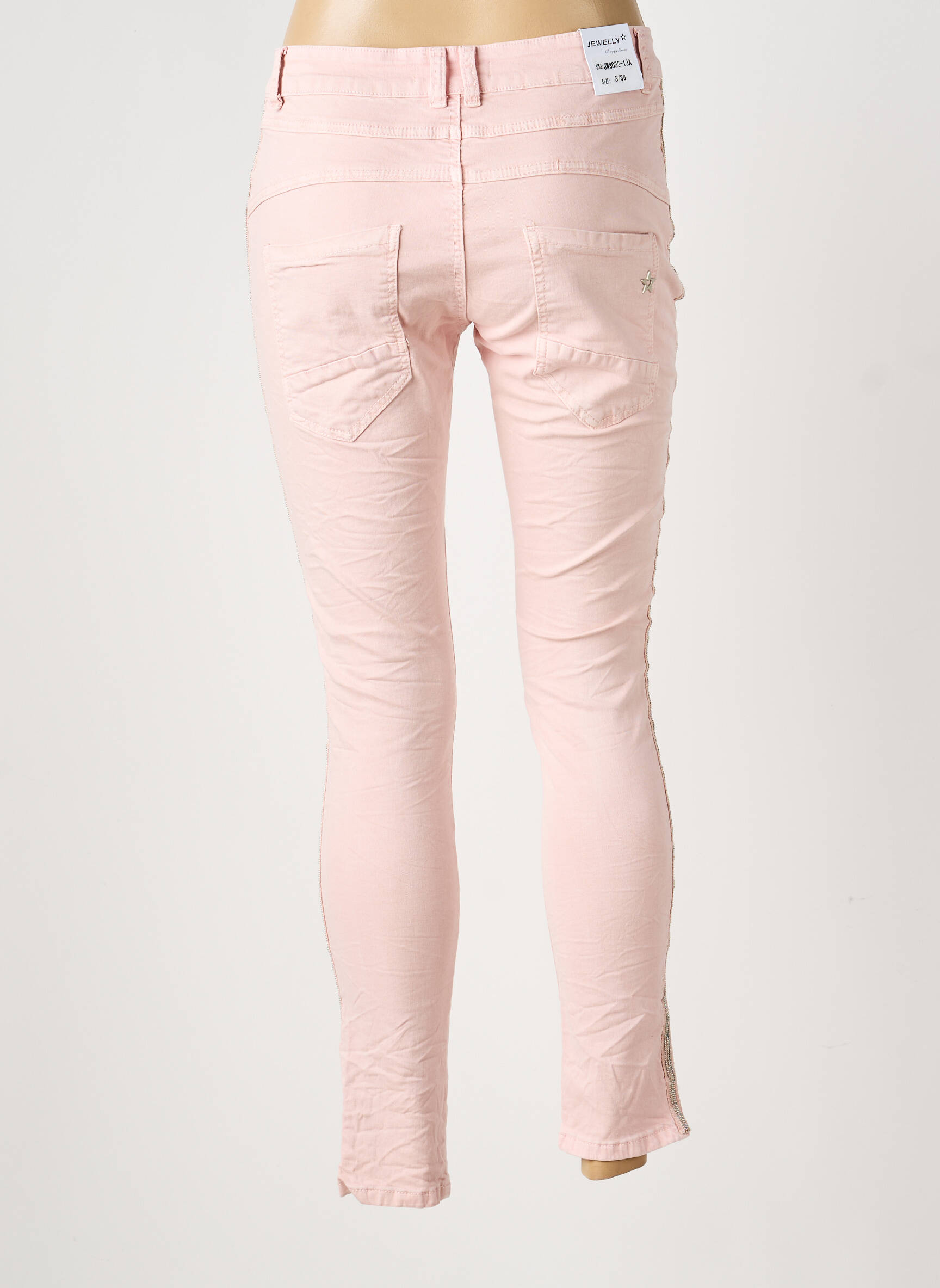 Pantalon slim tissage popeline taille normale rose JEWELLY femme