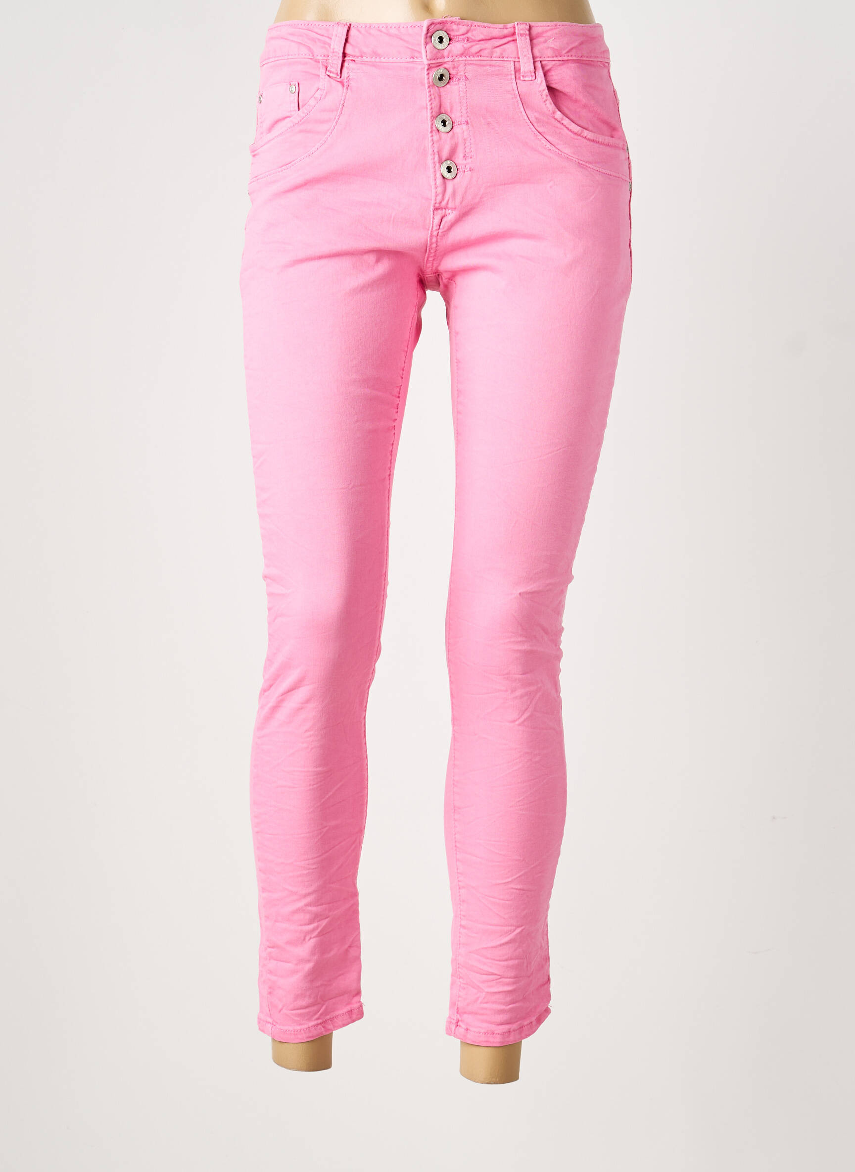 Pantalon slim stretch taille normale rose PLACE DU JOUR femme