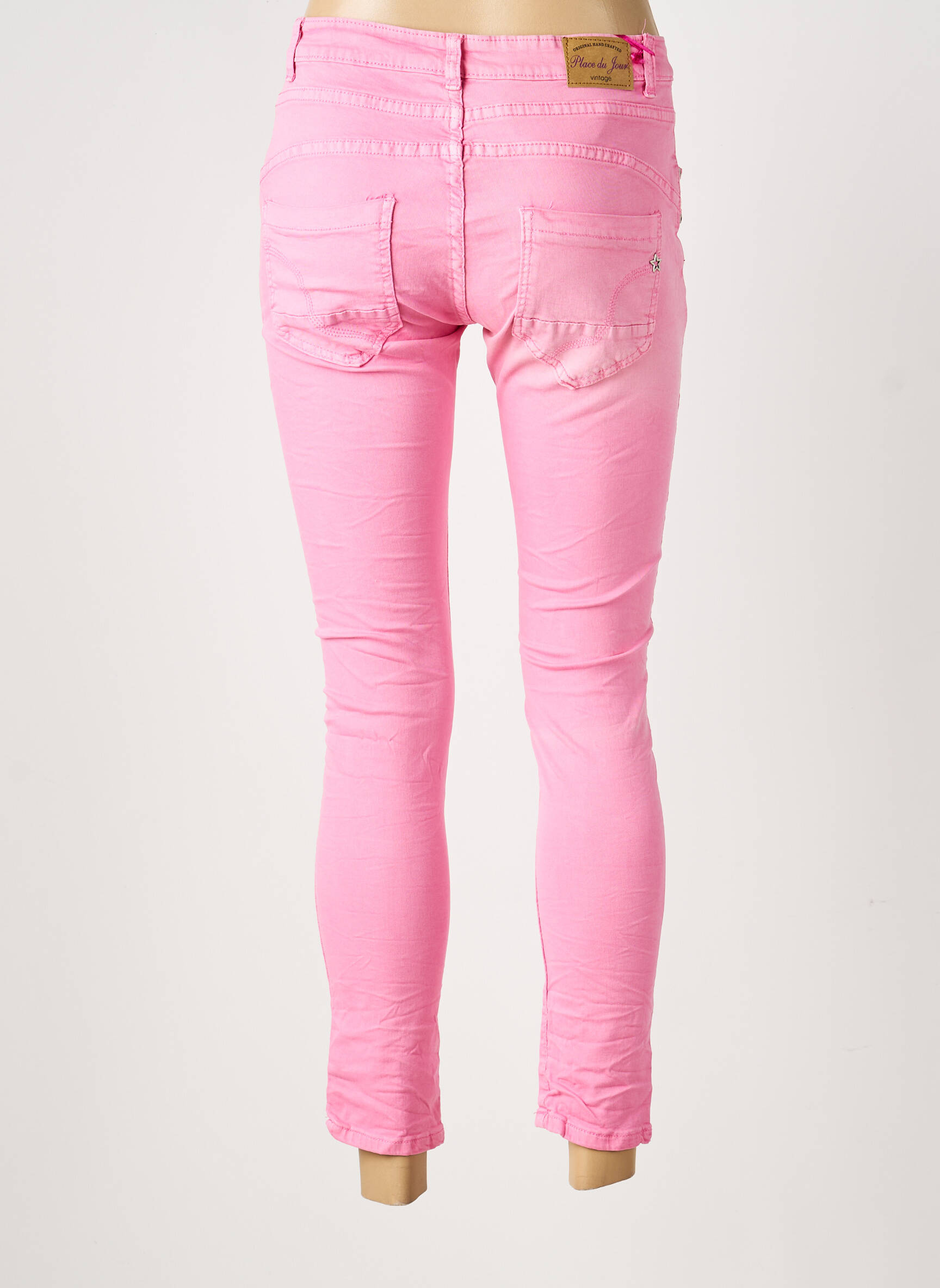 Pantalon slim stretch taille normale rose PLACE DU JOUR femme