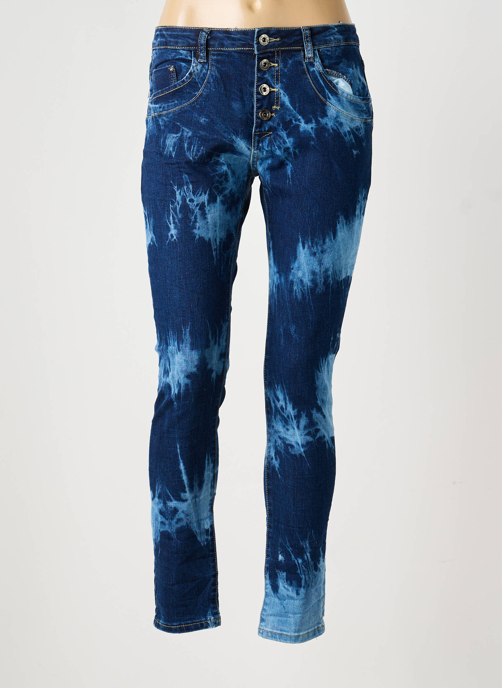 Jeans coupe slim stretch taille normale bleu PLACE DU JOUR femme