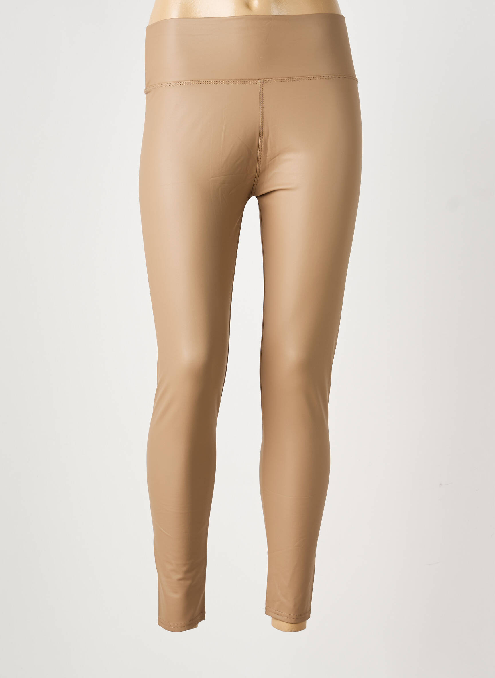 Legging tissage simili-cuir taille normale marron JOLIFLY femme