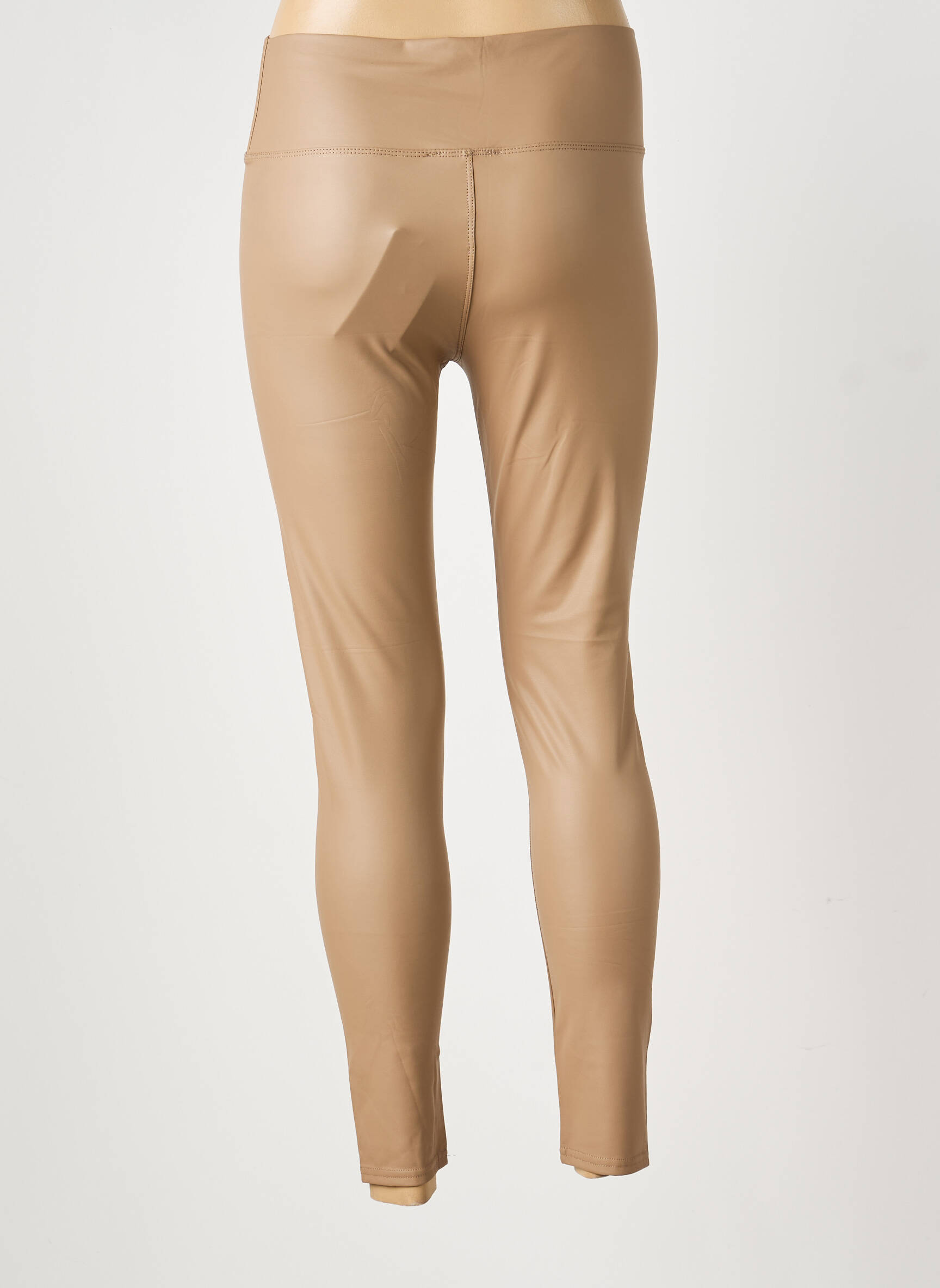 Legging tissage simili-cuir taille normale marron JOLIFLY femme