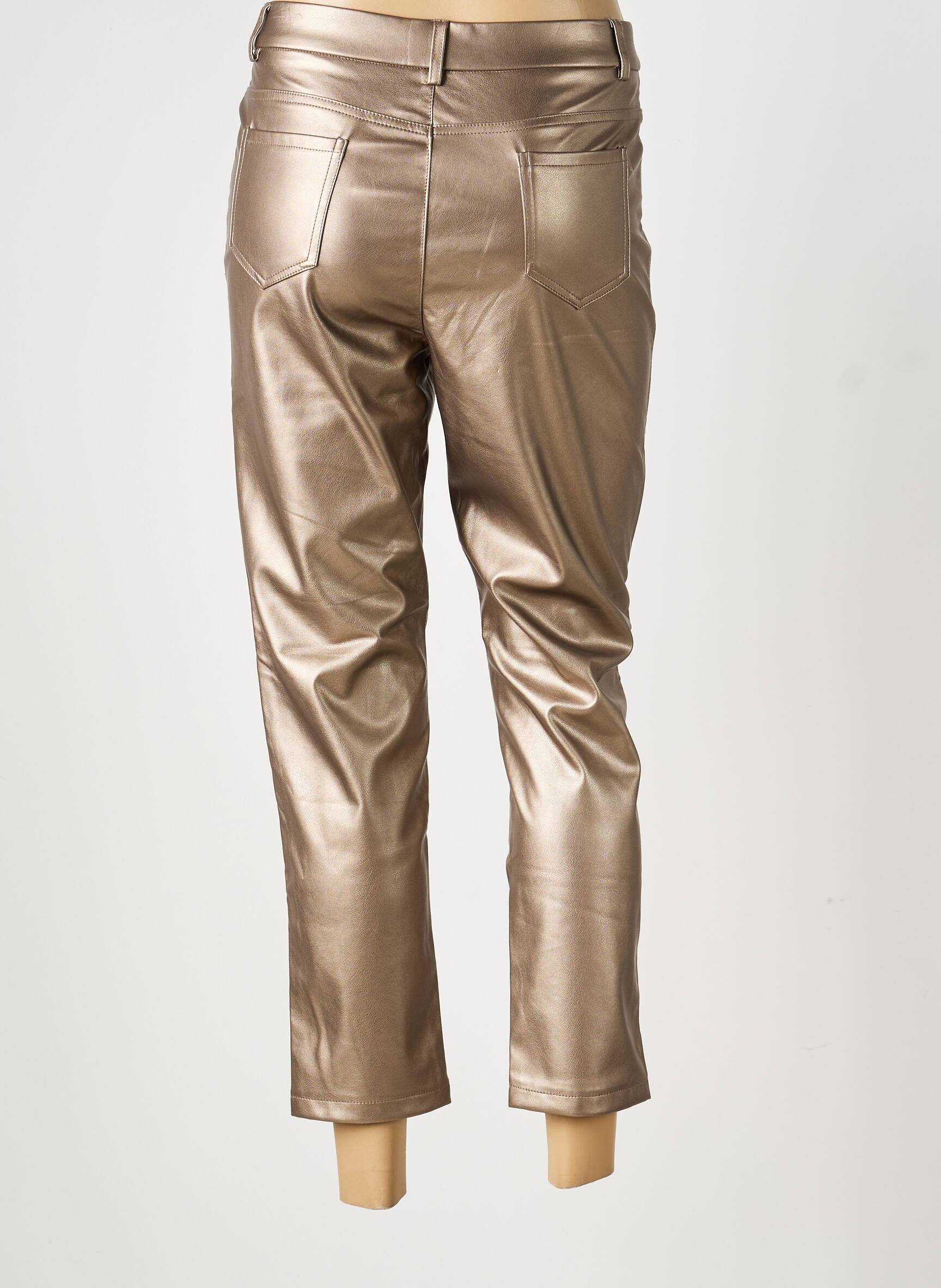 Pantalon 7/8 fermeture zippée sous rabat boutonné taille normale or GRACIELA femme