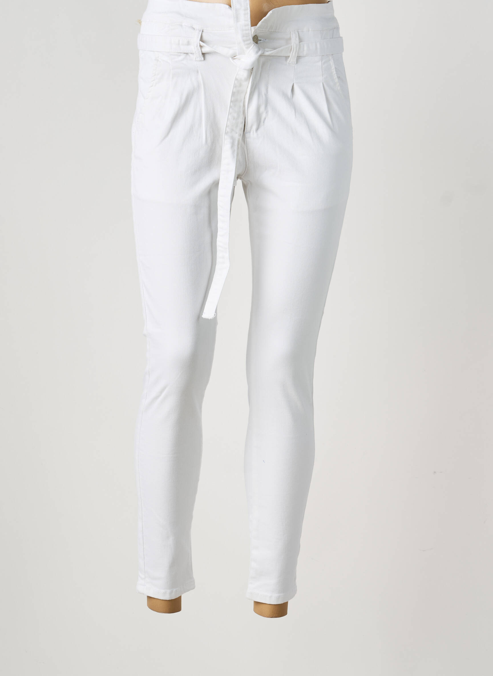 Pantalon slim taille élastique taille normale blanc R.DISPLAY femme