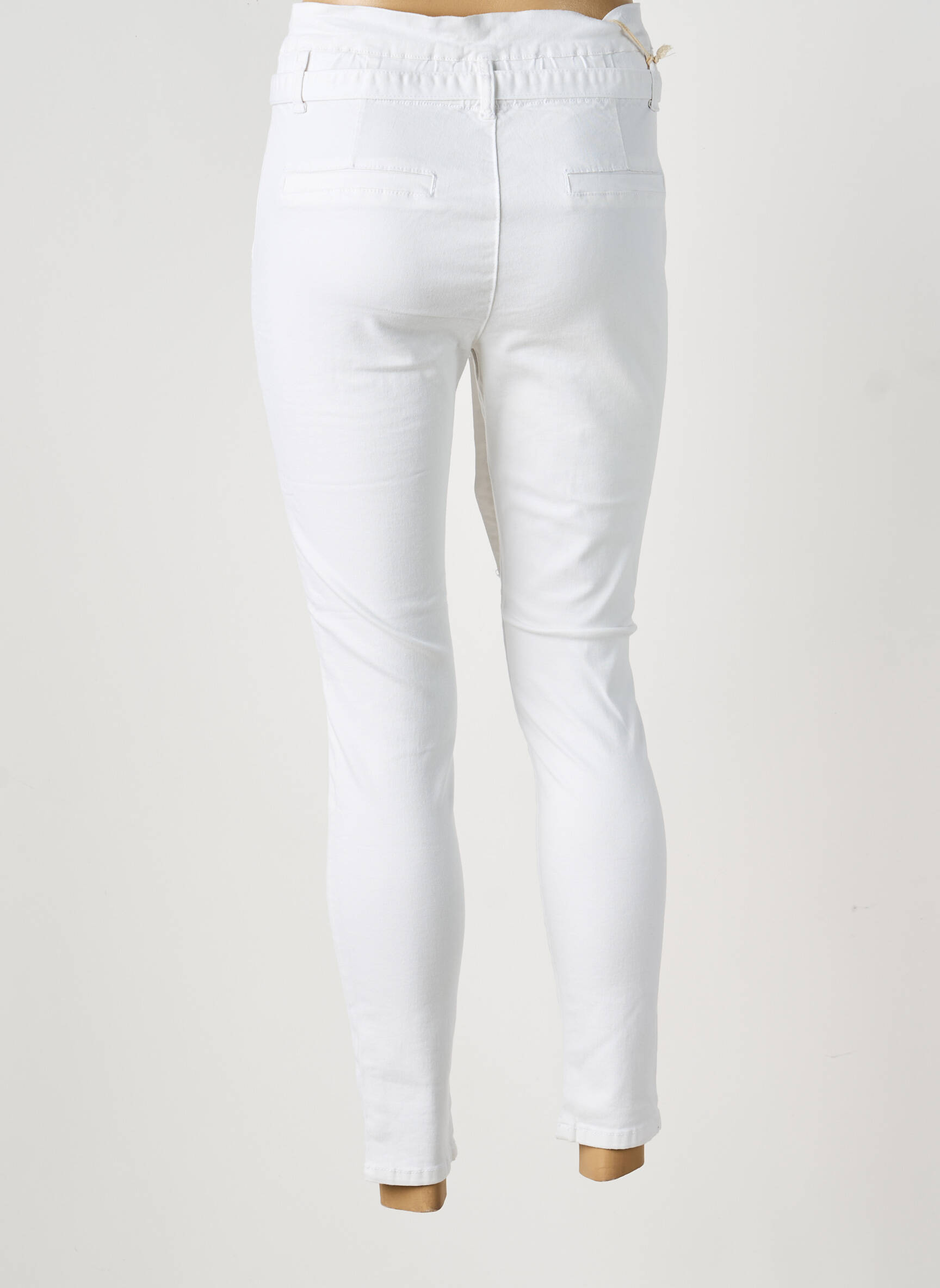 Pantalon slim taille élastique taille normale blanc R.DISPLAY femme