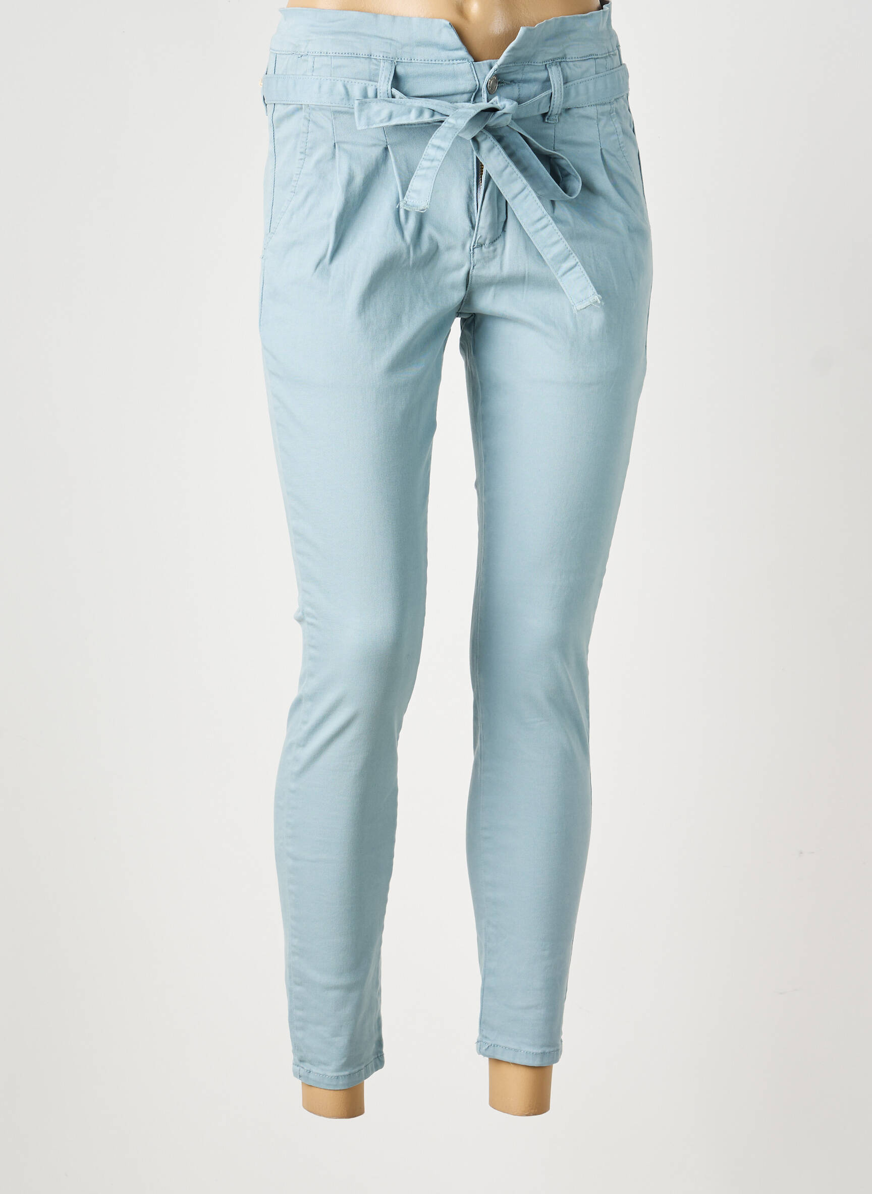 Pantalon slim taille élastique taille normale bleu R.DISPLAY femme