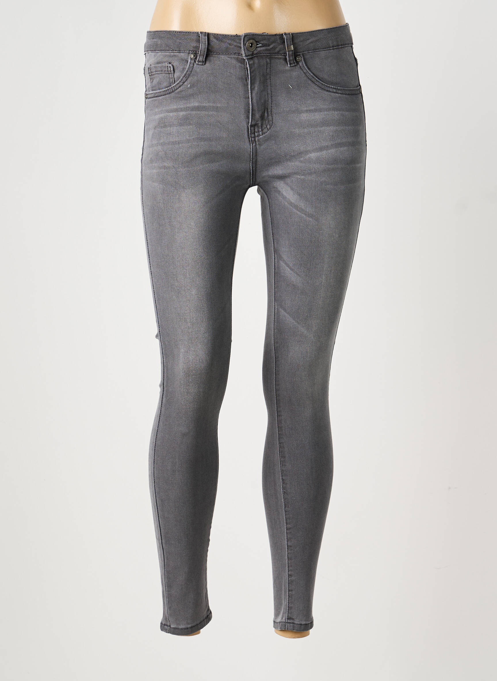 Jeans coupe slim stretch taille normale gris TOXIK3 femme