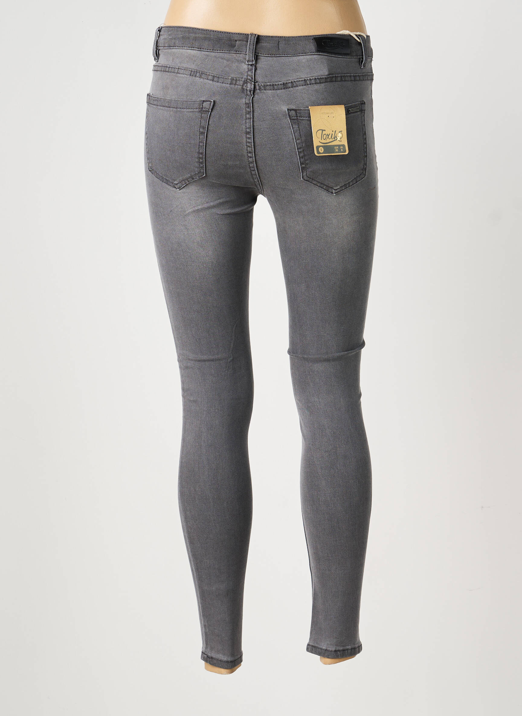 Jeans coupe slim stretch taille normale gris TOXIK3 femme