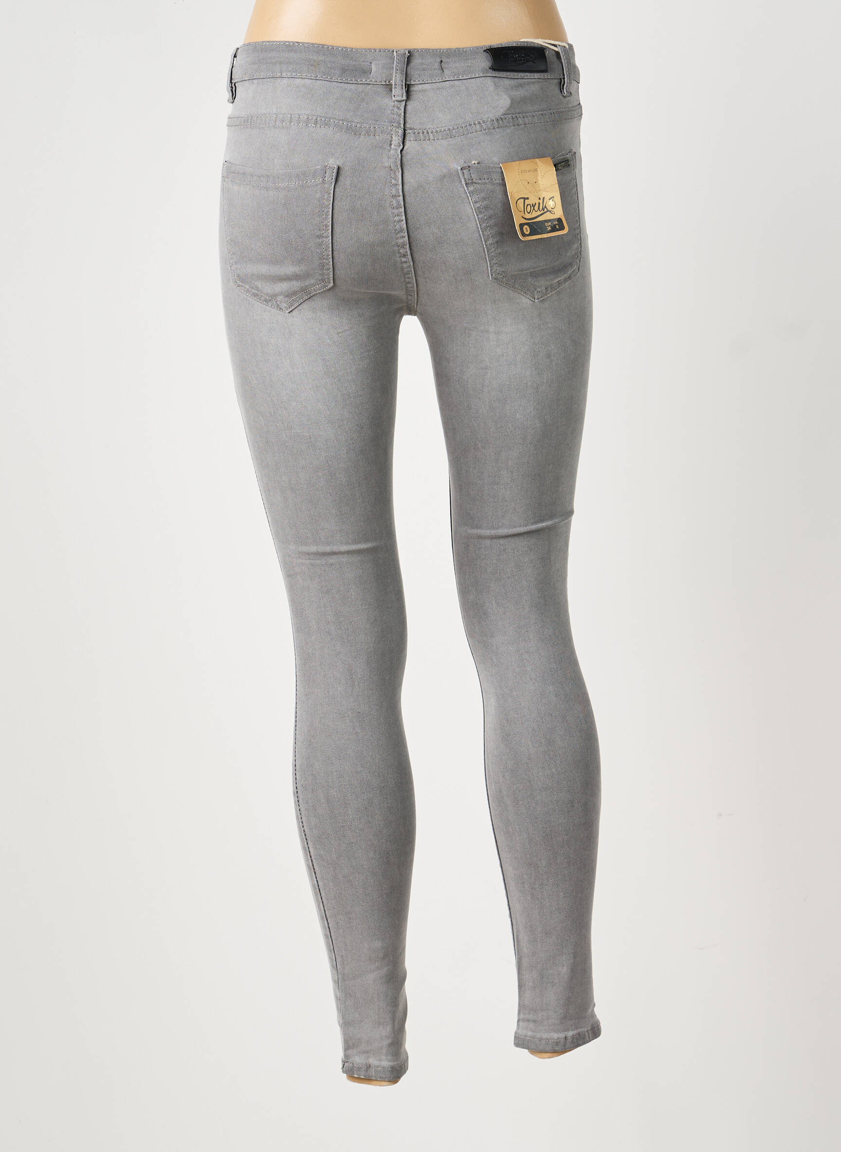 Jeans coupe slim stretch taille normale gris TOXIK3 femme