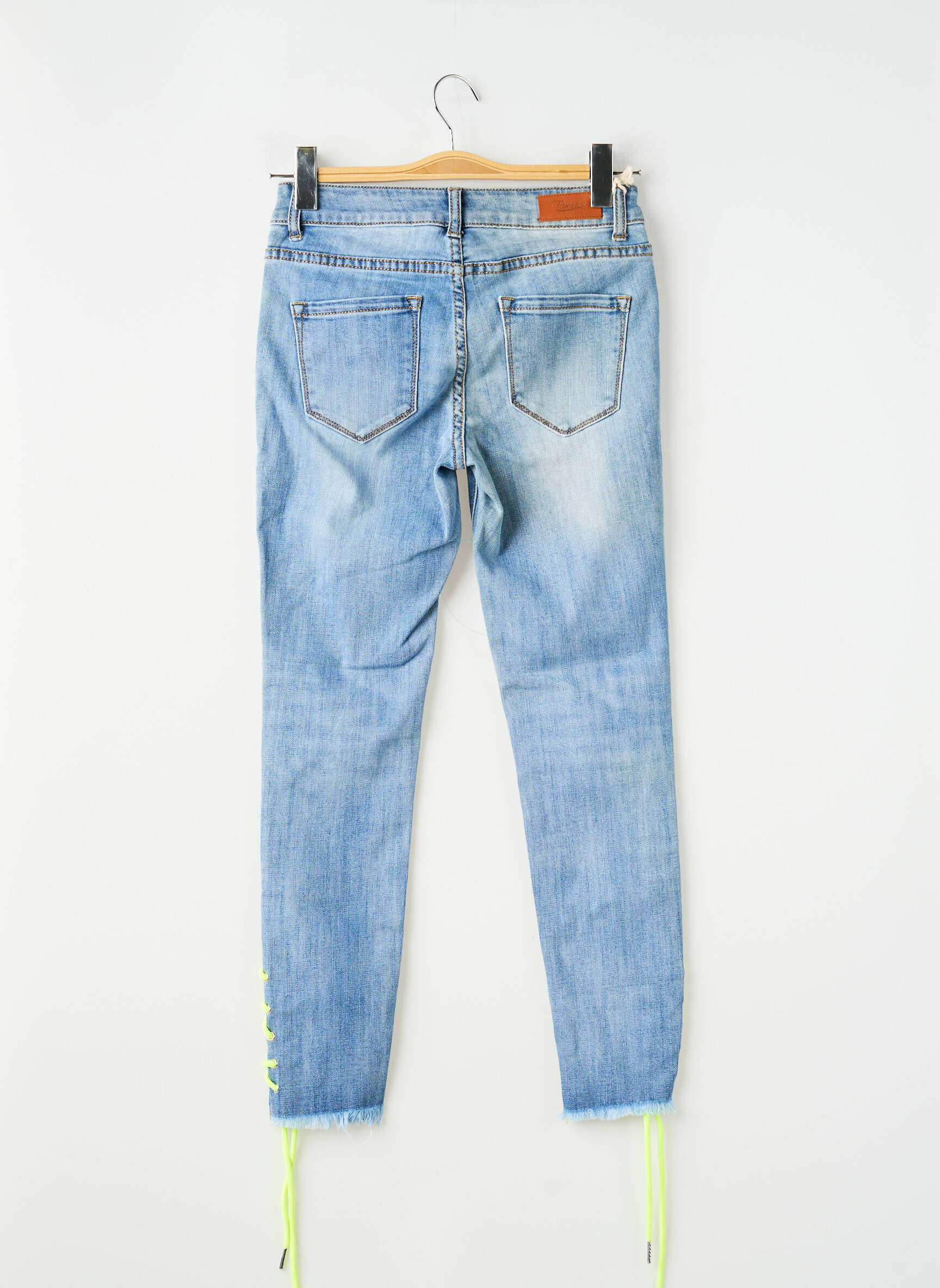 Jeans coupe slim effet usé délavé taille normale bleu TOXIK3 femme