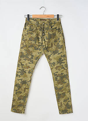 Jeans coupe slim tissage brut taille normale vert PLACE DU JOUR femme