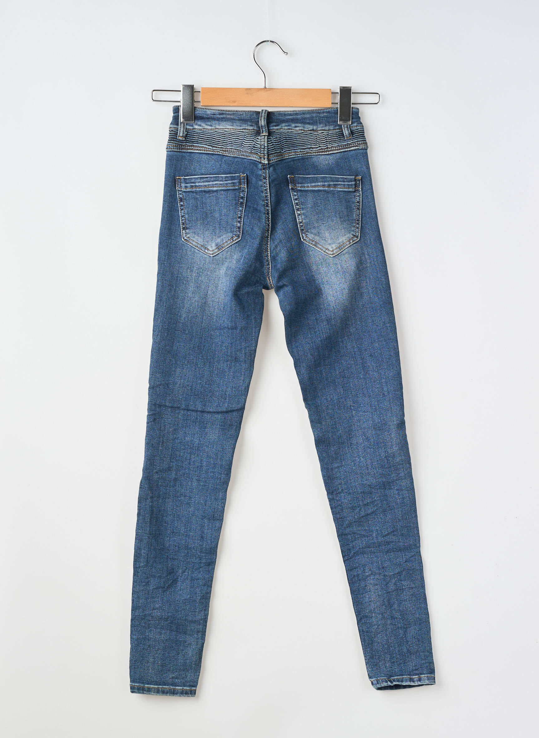 Jeans coupe slim tissage brut taille normale bleu MELLY & CO femme