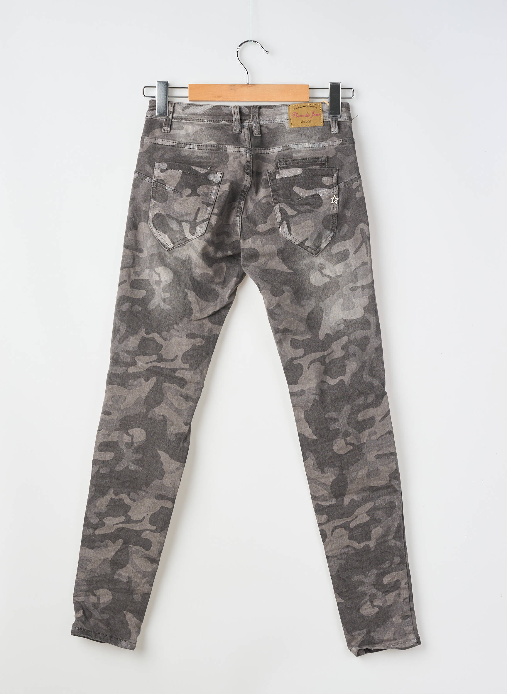 Jeans coupe slim tissage brut taille normale gris PLACE DU JOUR femme