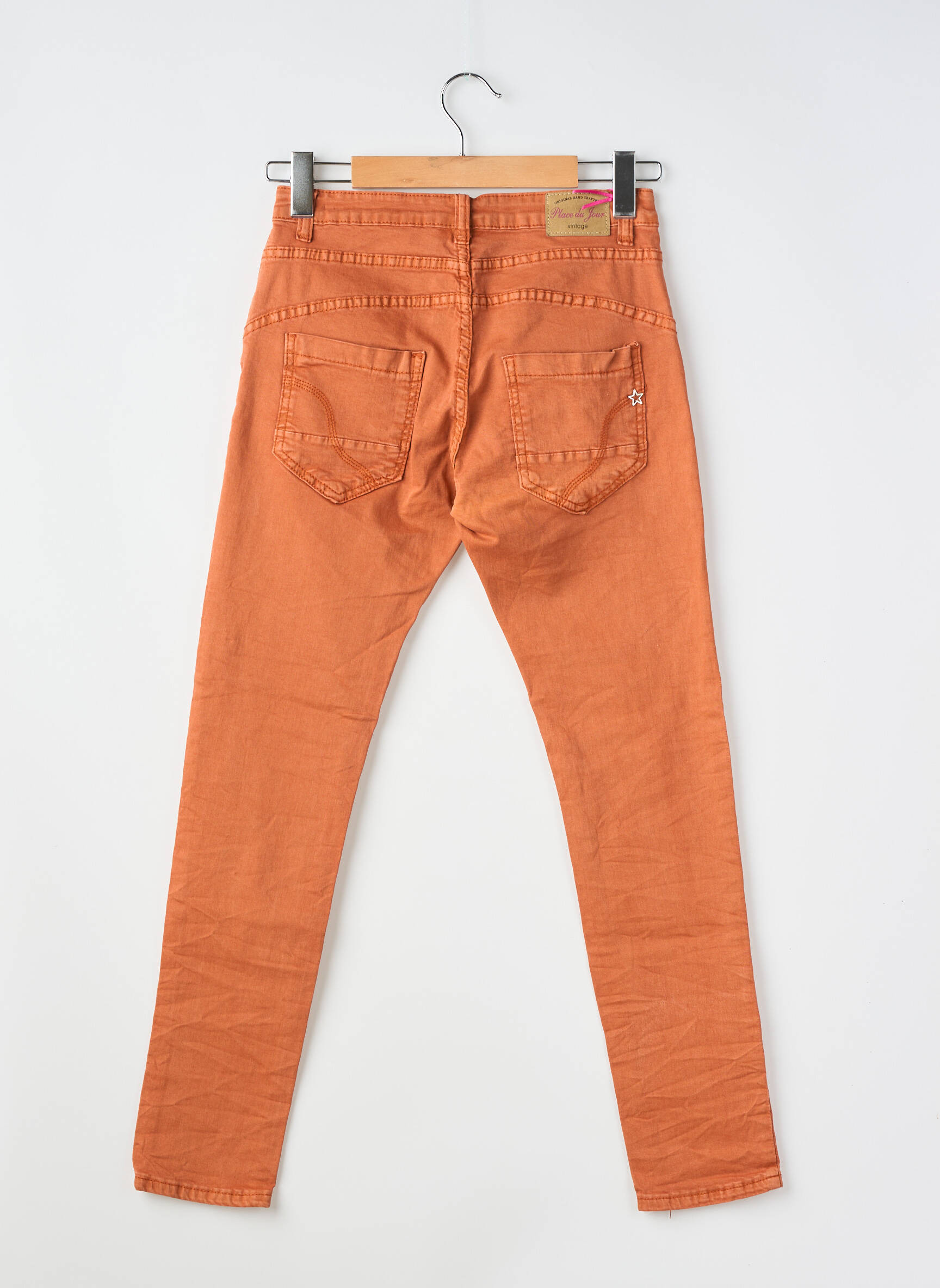 Jeans coupe slim tissage brut taille normale orange PLACE DU JOUR femme