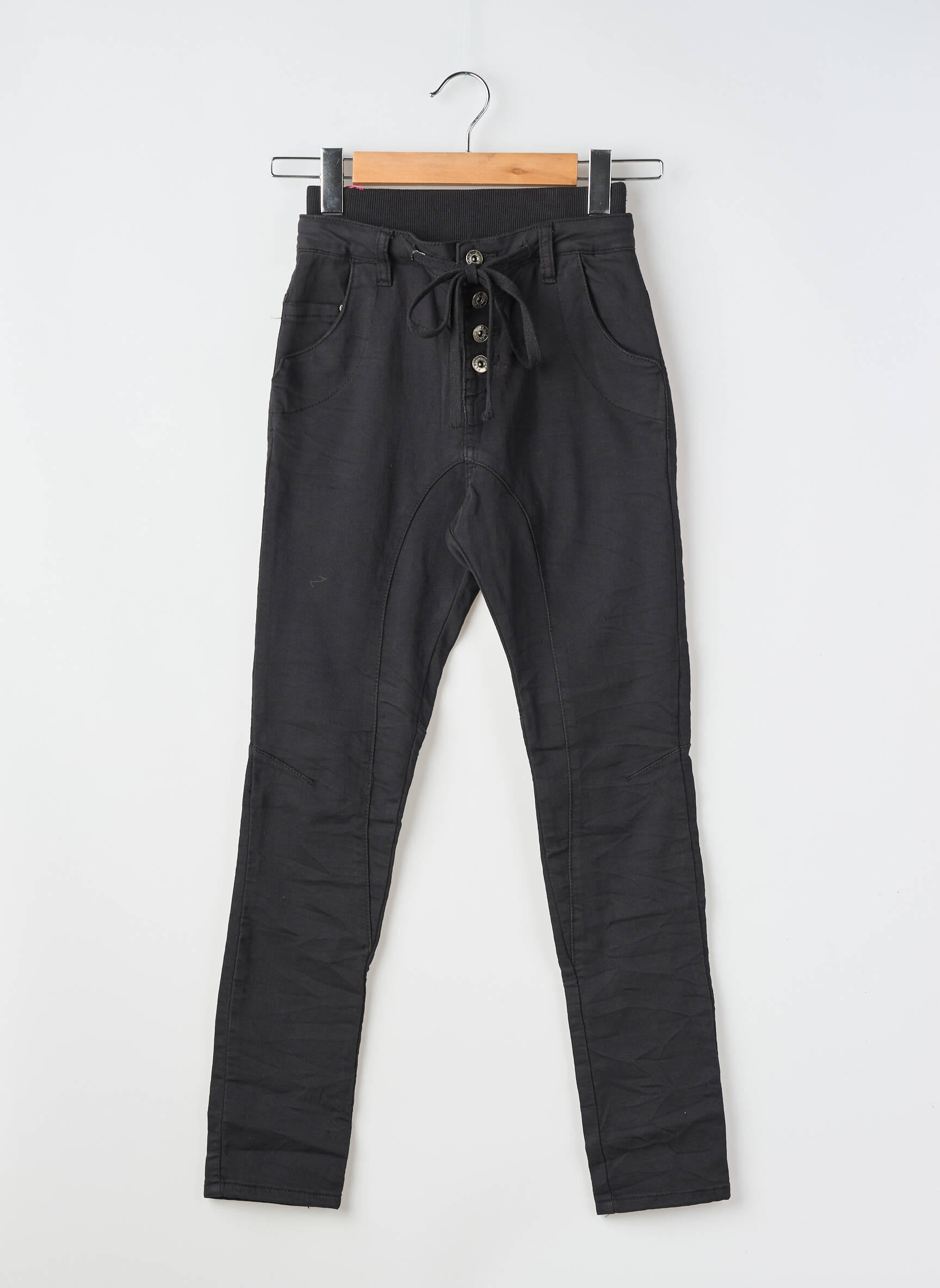 Pantalon slim taille élastique taille normale noir PLACE DU JOUR femme