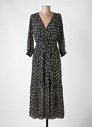 Robe longue imprimé fantaisie manches longues noir EMMA ELLA femme