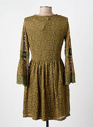 Robe courte coupe évasée manches longues vert LILIE ROSE femme