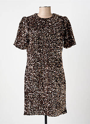 Robe mi-longue manches courtes manches courtes marron EMMA ELLA femme