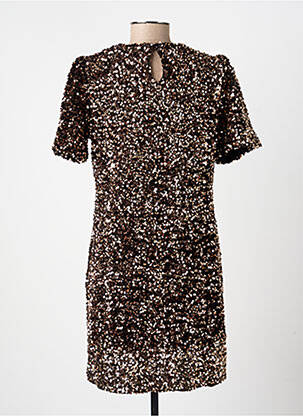 Robe mi-longue manches courtes manches courtes marron EMMA ELLA femme