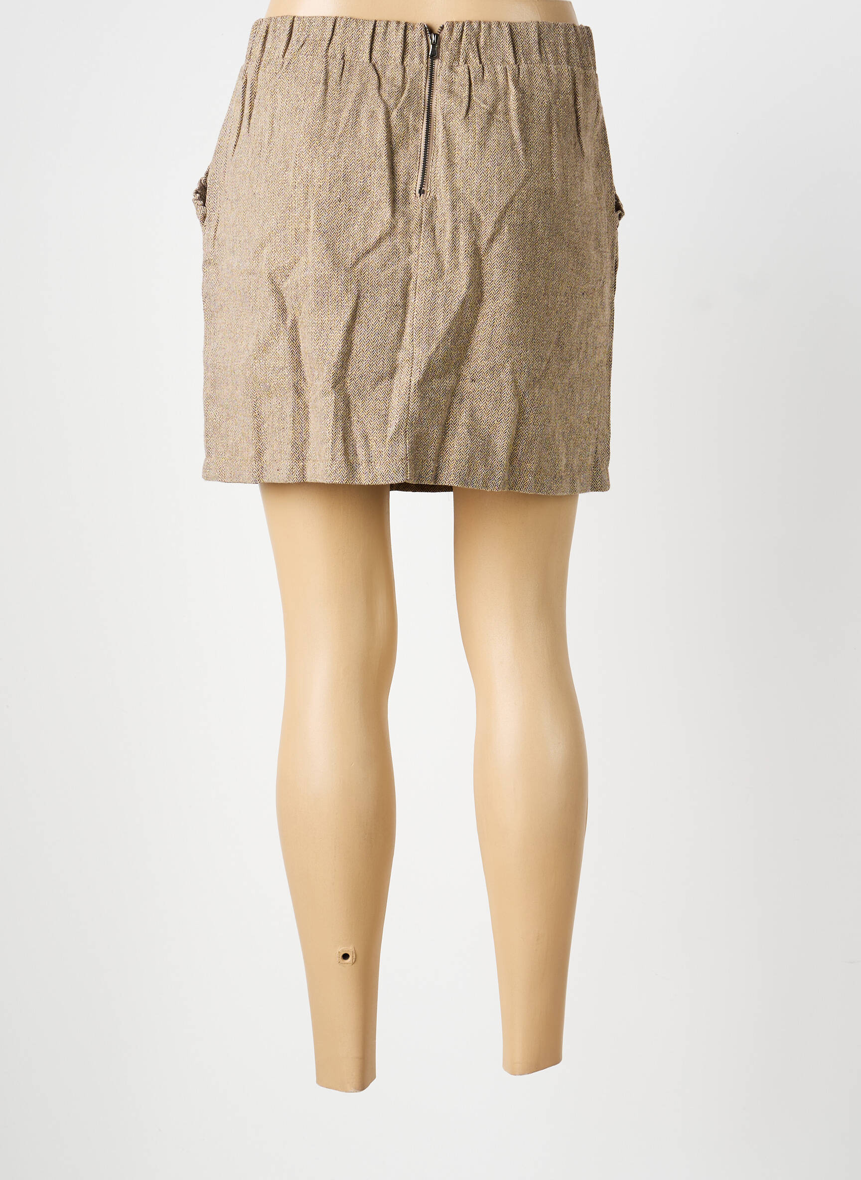 Jupe courte poches beige EMMA ELLA femme