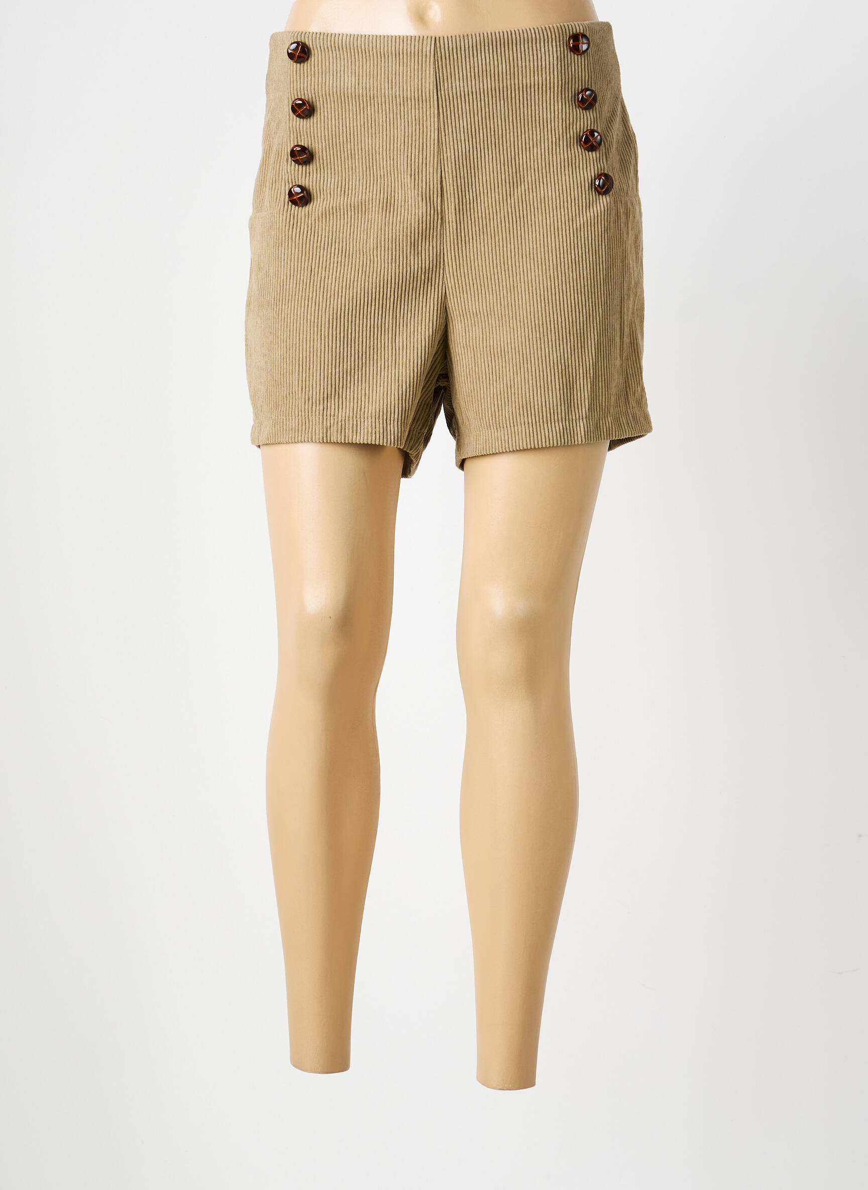 Short coupe droite beige MAELLE femme