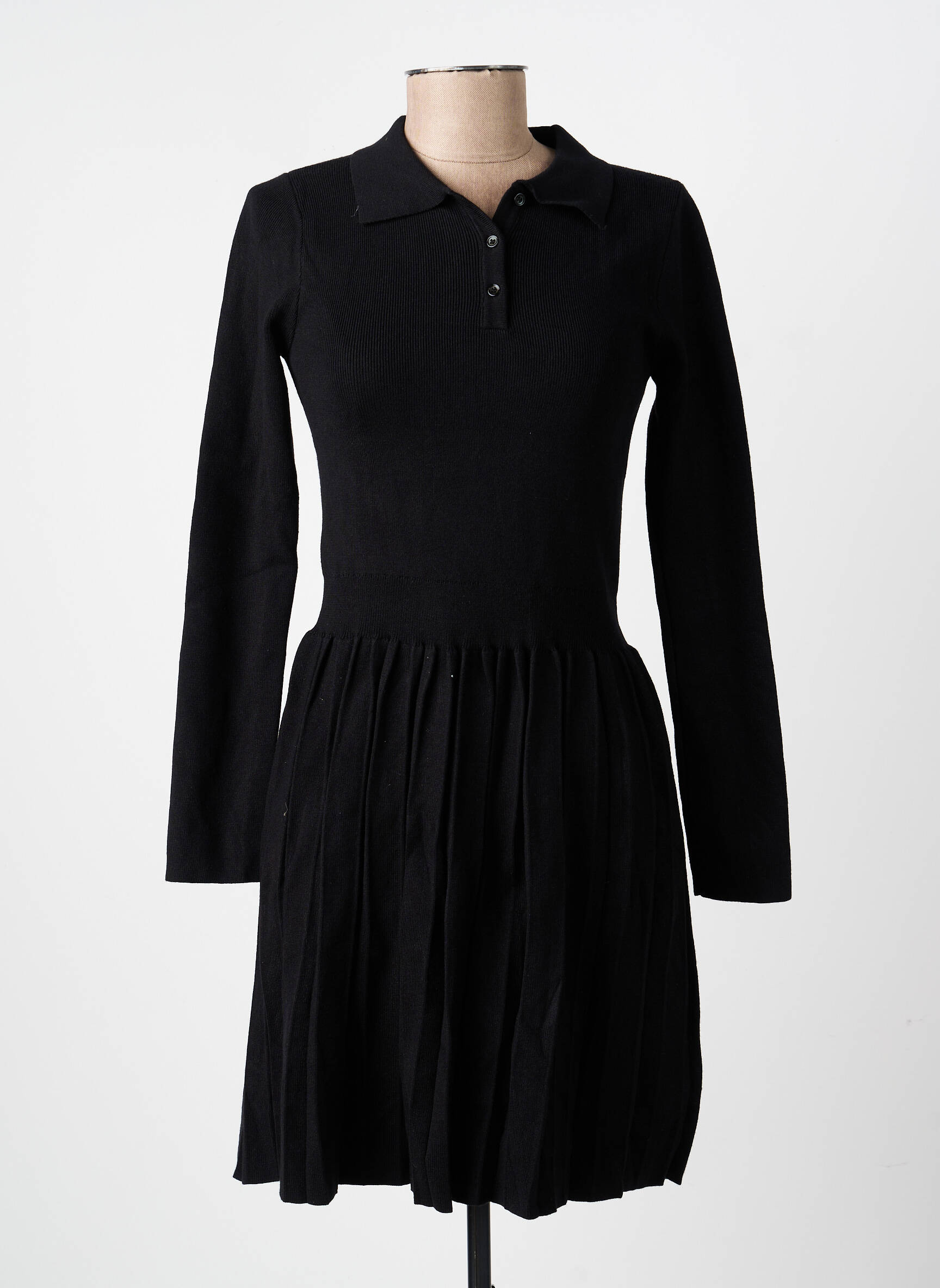 Robe courte coupe évasée manches longues noir IN APRIL 1986 femme