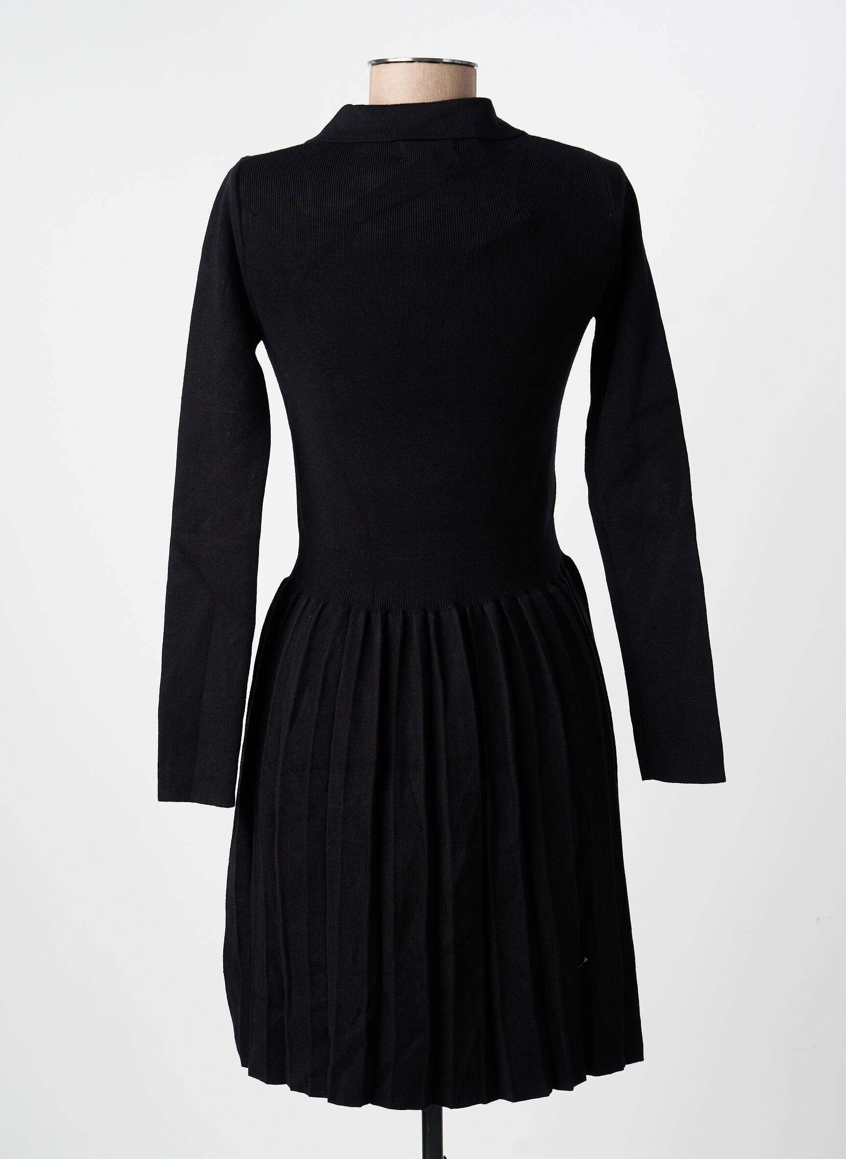 Robe courte coupe évasée manches longues noir IN APRIL 1986 femme