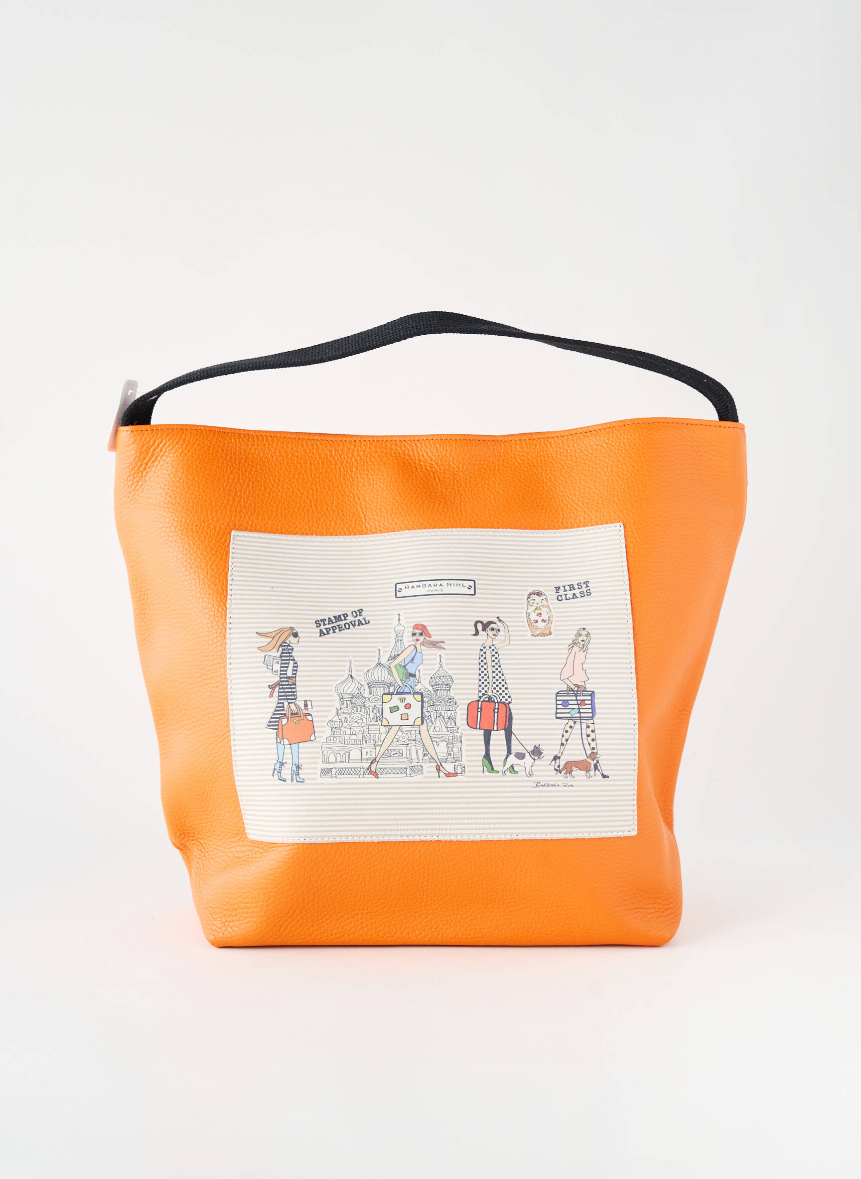 Sac type de porter main forme cabas orange BARBARA RIHL femme