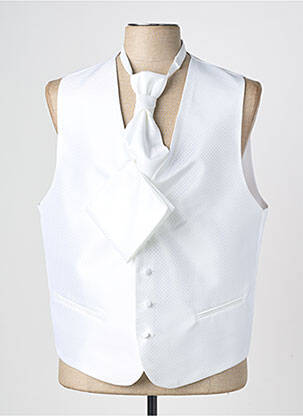 Gilet sans manche effet matière satinée blanc VIRTUOSE homme