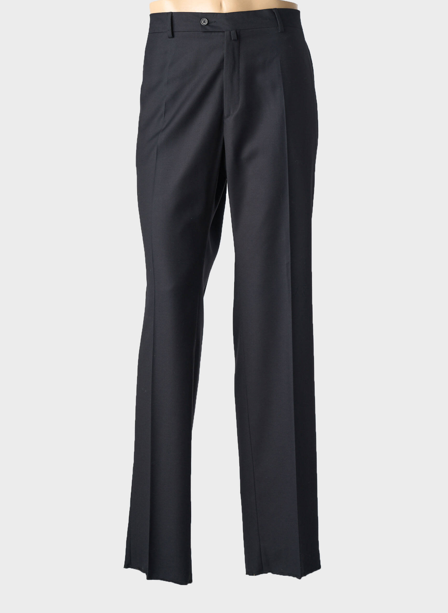 Pantalon droit fermeture zippée sous rabat avec crochet taille normale noir SIROCCO homme
