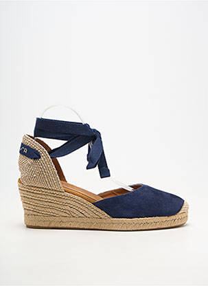 Espadrilles fermeture lacets talon de 7 à 9cm bleu UNISA femme