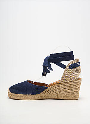 Espadrilles fermeture lacets talon de 7 à 9cm bleu UNISA femme