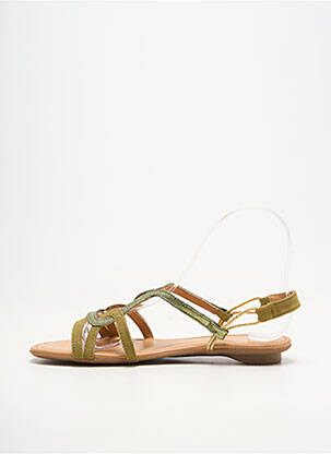 Sandales/nu pieds matière lisse talon plat jusqu'à 3cm vert SMS femme