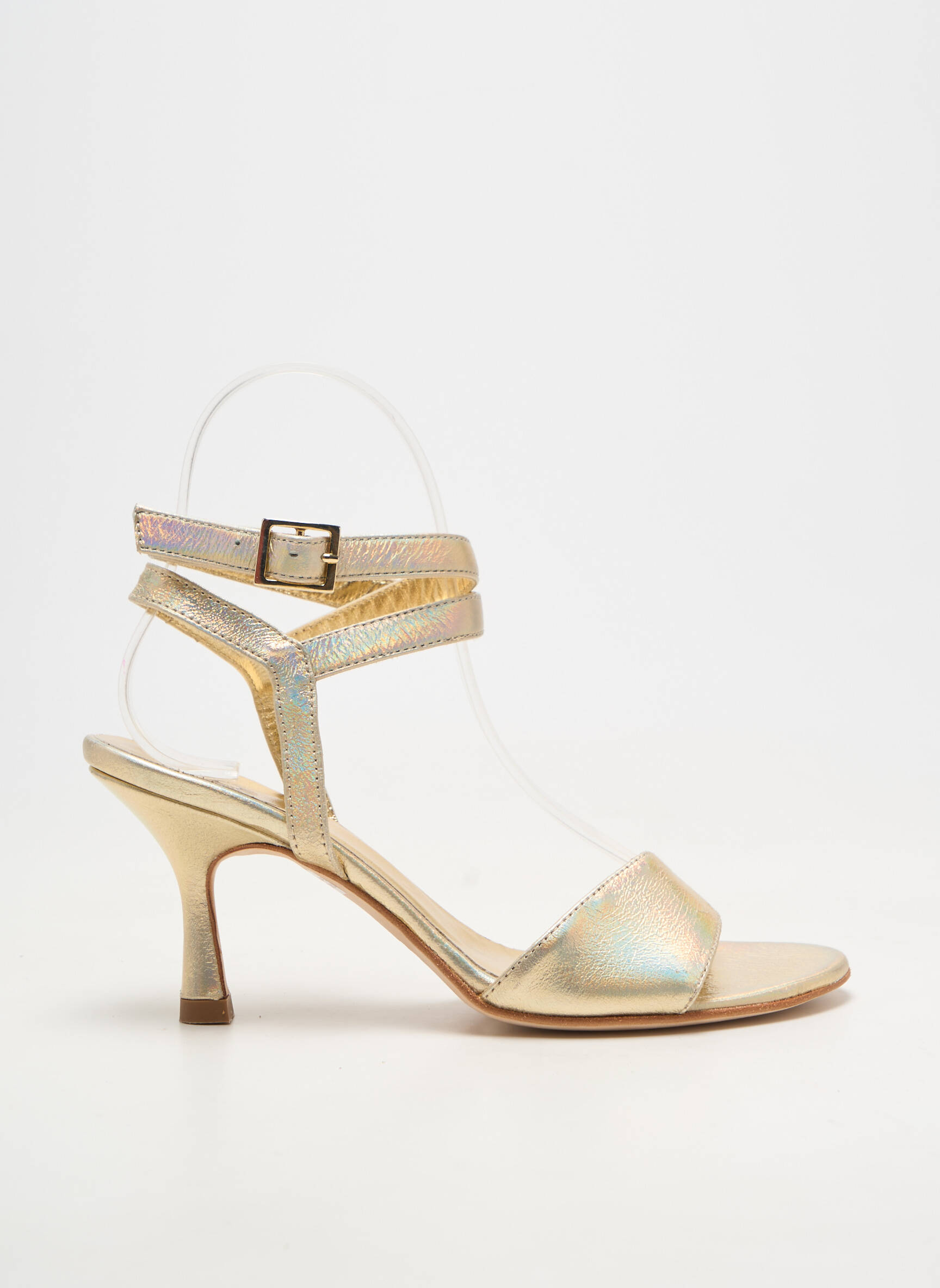 Sandales/nu pieds matière lisse talon de 7 à 9cm or NIMAL femme