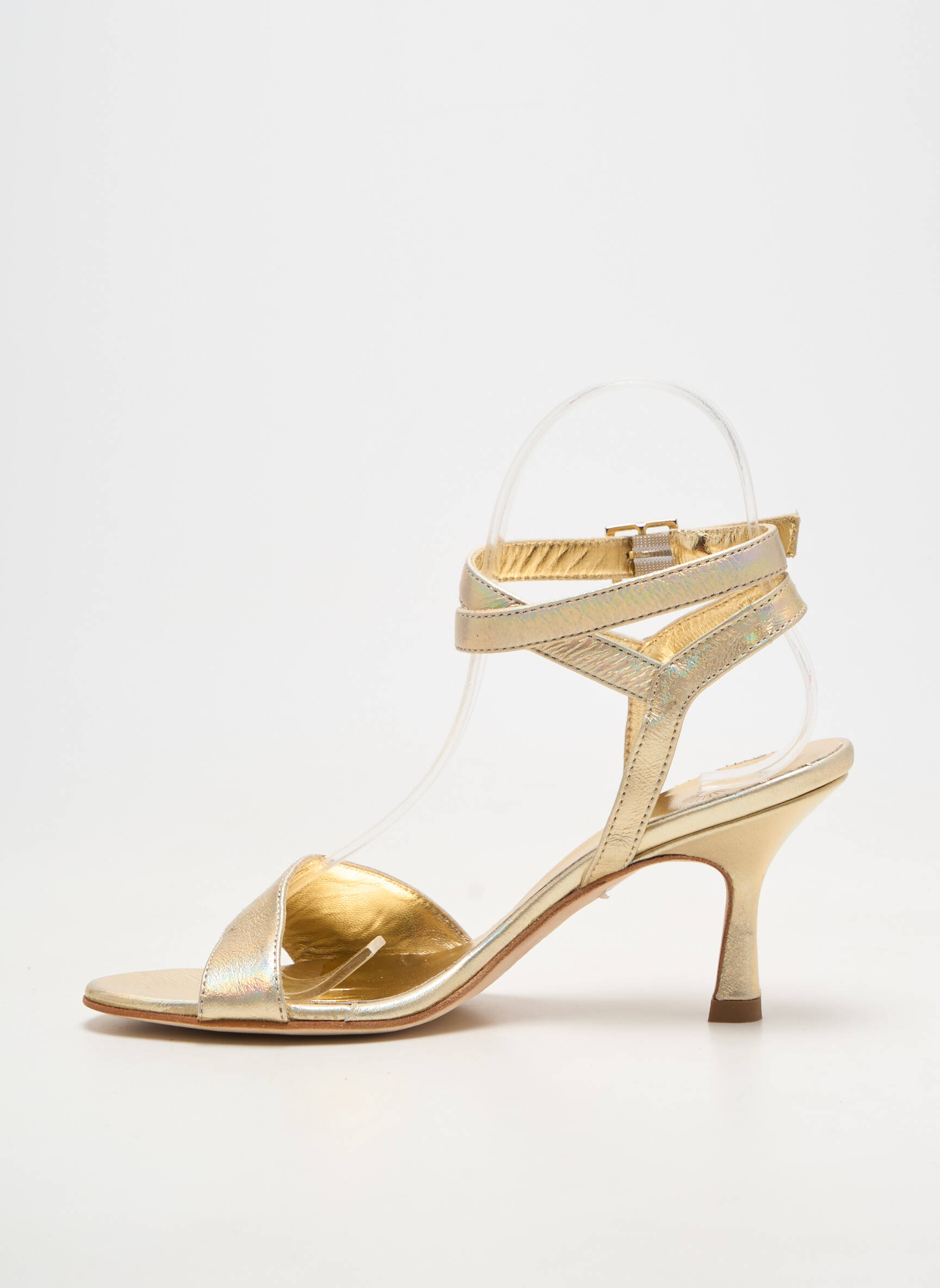 Sandales/nu pieds matière lisse talon de 7 à 9cm or NIMAL femme