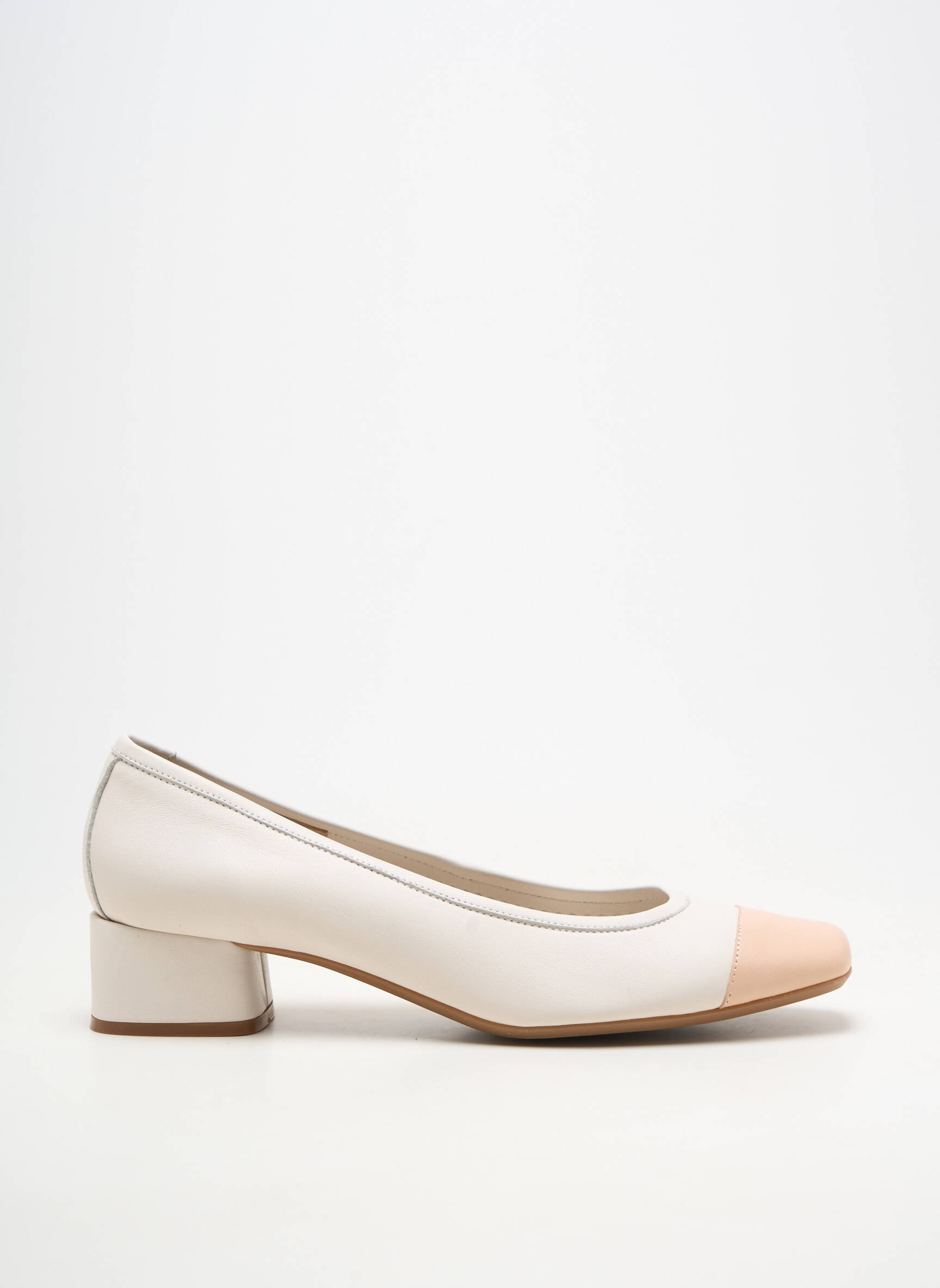 Ballerines carré talon de 4 à 6cm blanc REQINS femme