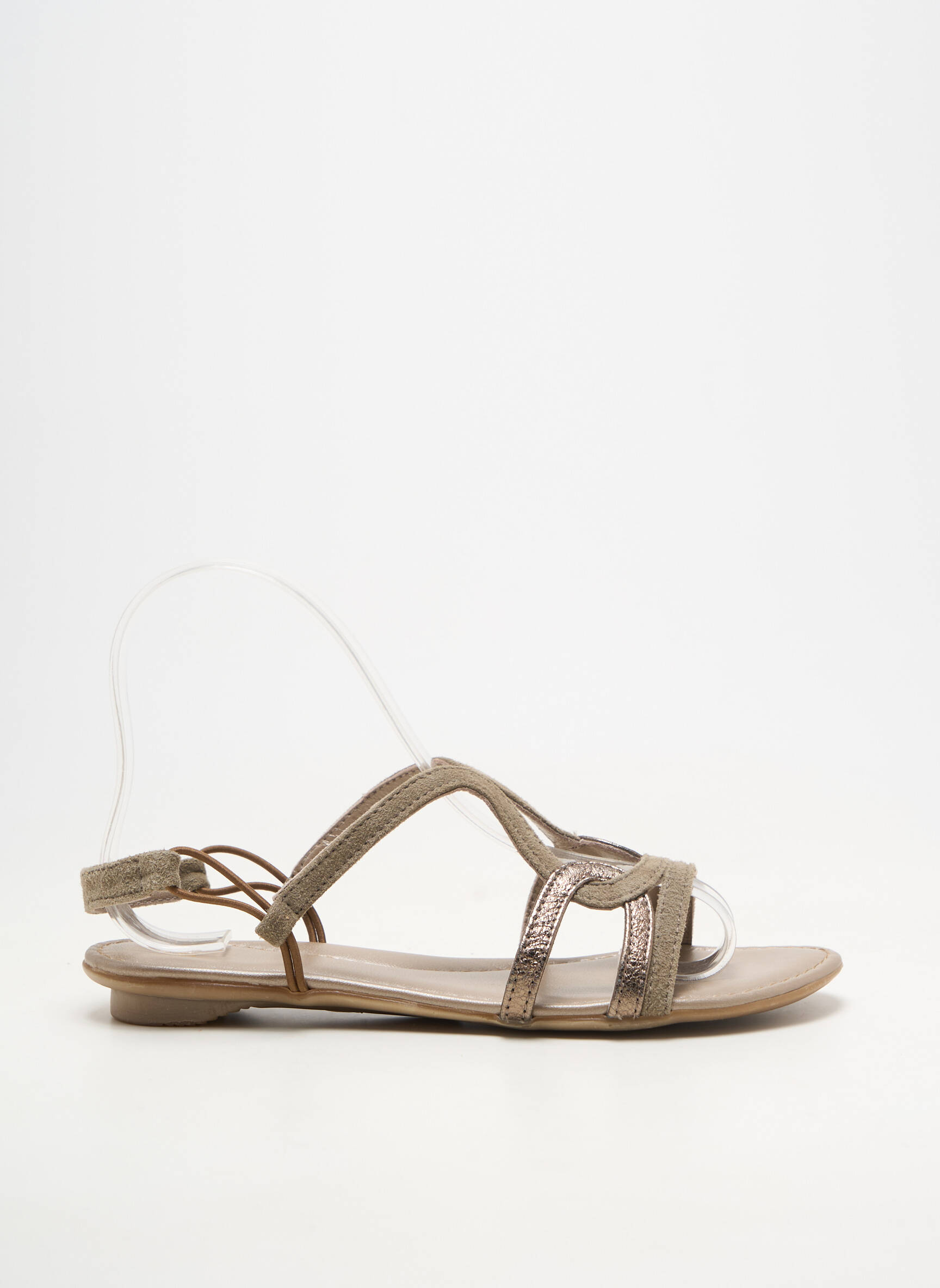 Sandales/nu pieds matière lisse talon plat jusqu'à 3cm or SMS femme