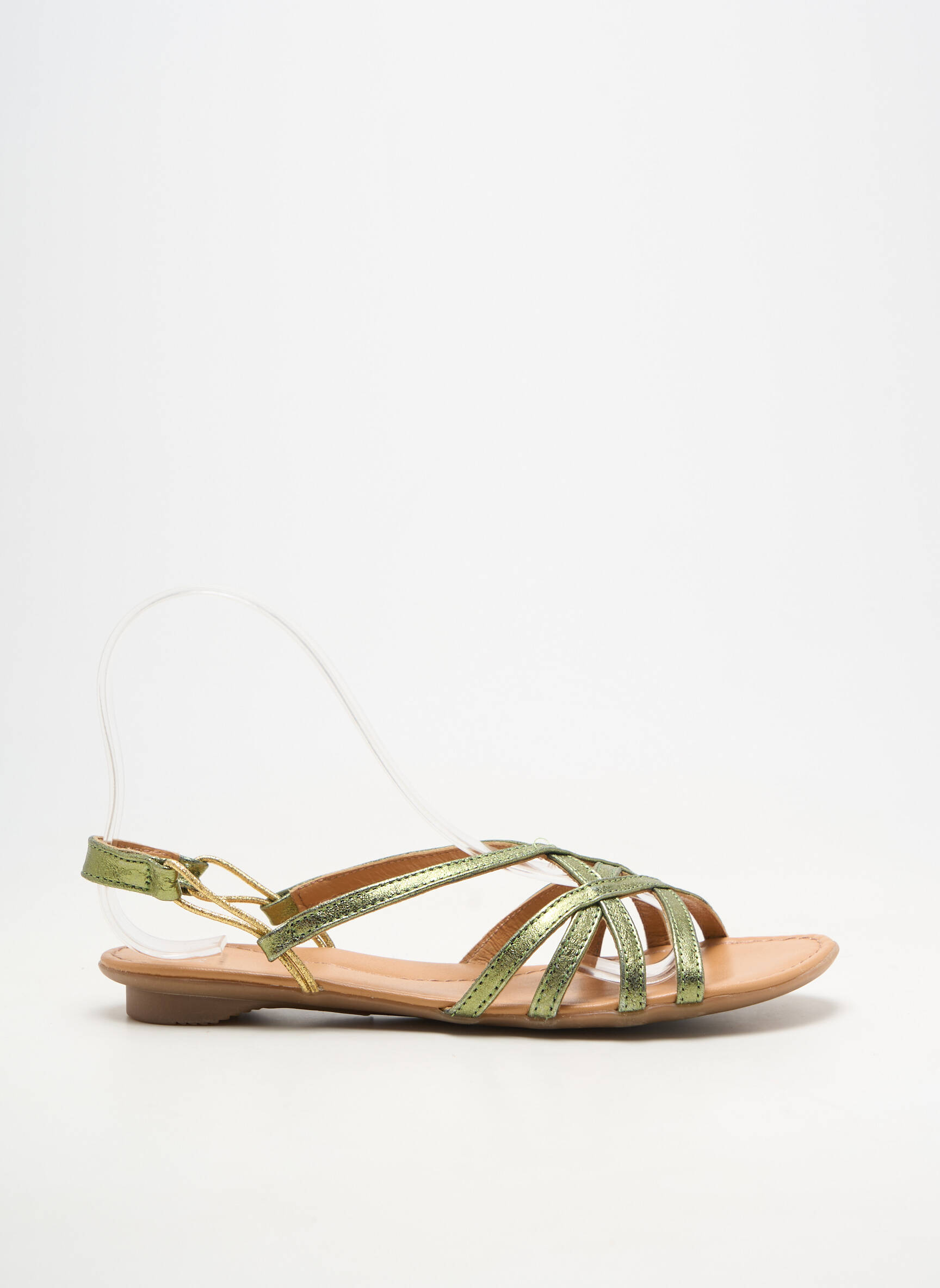 Sandales/nu pieds matière lisse talon plat jusqu'à 3cm vert SMS femme